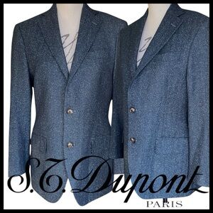 S.T. Dupont Paris Navy/Light Blue Fleck Wool/Silk Blazer Jacket (6/8)